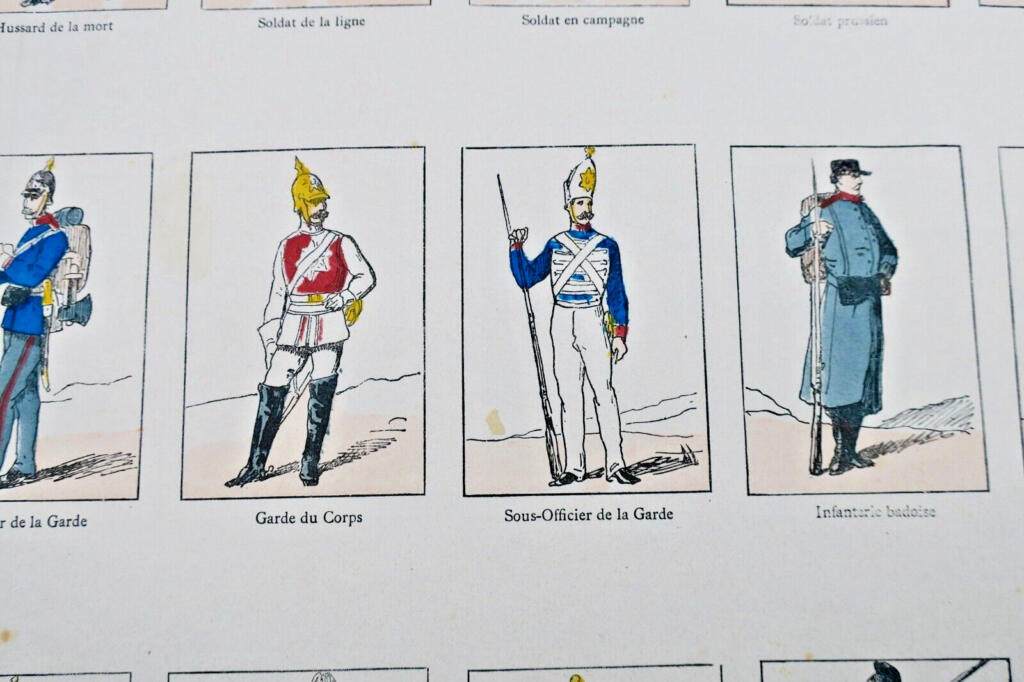 1870 tenue de campagne des armées prussienne, badoise & bavaroise 59 x 40 cm