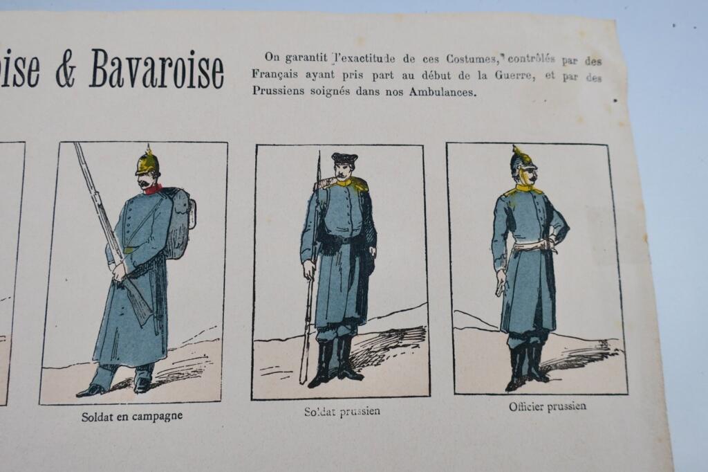 1870 tenue de campagne des armées prussienne, badoise & bavaroise 59 x 40 cm