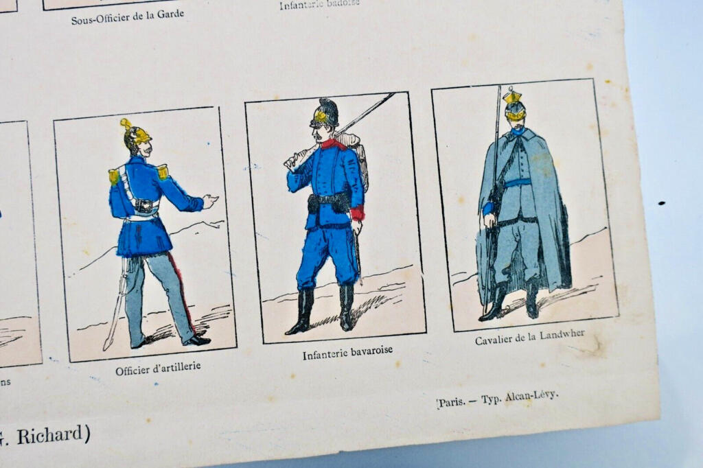 1870 tenue de campagne des armées prussienne, badoise & bavaroise 59 x 40 cm
