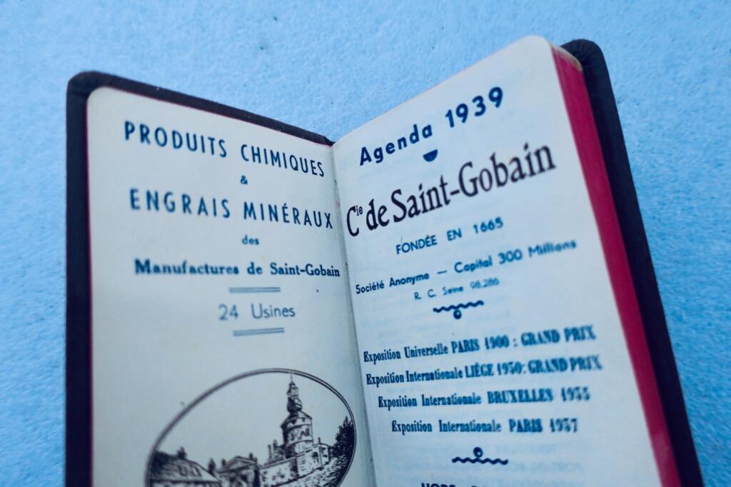 1939 calpin calendrier Engrais chimiques manufacture Saint-Gobain 74 x 125 mm.