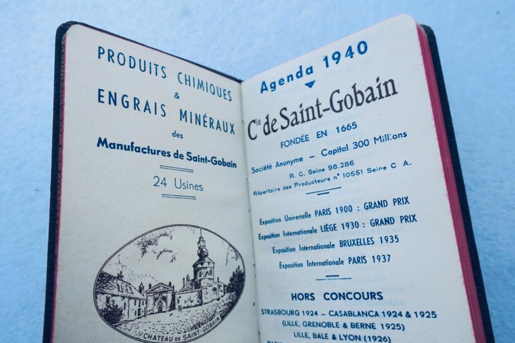 1940 calpin calendrier Engrais chimiques manufacture Saint-Gobain 74 x 125 mm.
