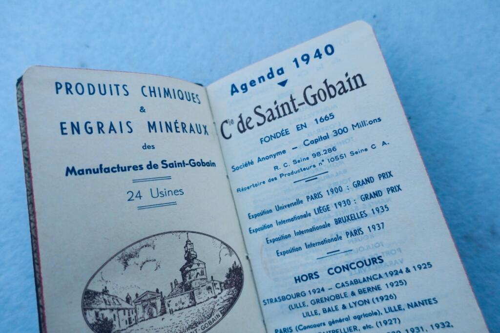1940 calpin calendrier Engrais chimiques manufacture Saint-Gobain 74 x 125 mm.