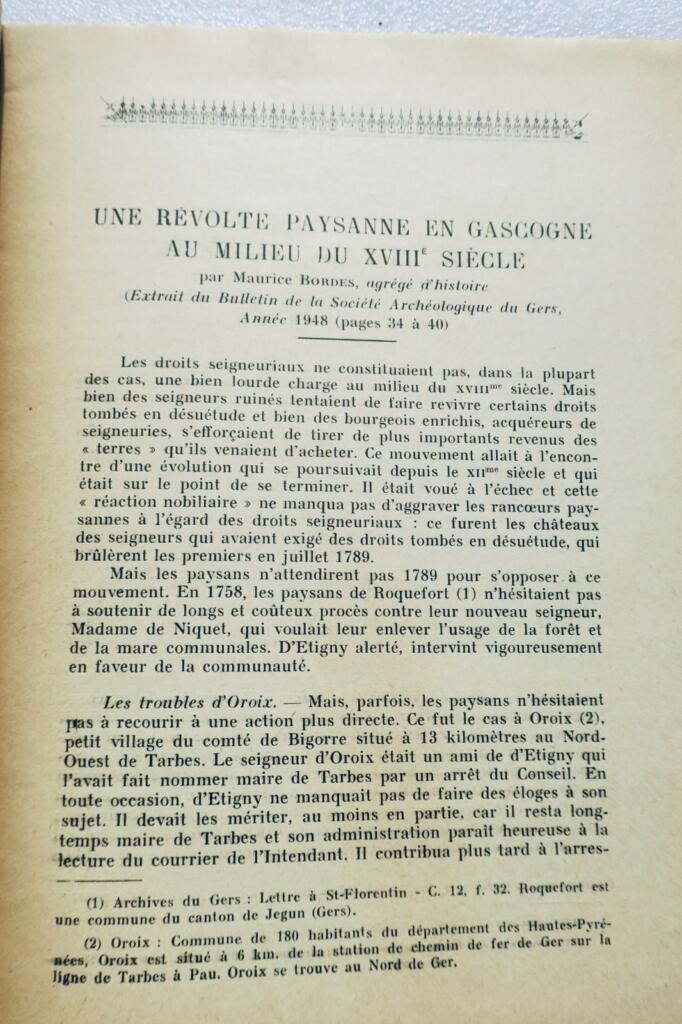 Popular movements in Gascogne