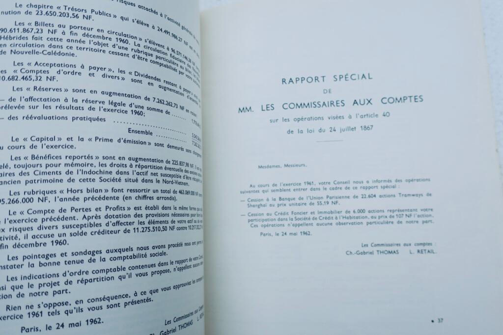 印度支那银行 1962股东大会