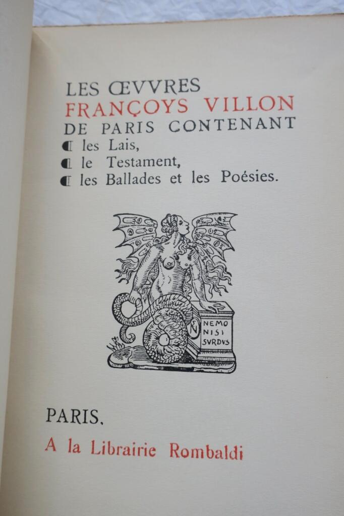 Villon Françoys Les oeuvres de Françoys Villon de Paris contenant Les Lais…