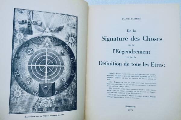 Boehme (Jacob) De Signatura Rerum (De la Signature des Choses). Miroir temporel