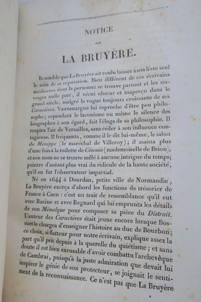 LA BRUYERE / THEOPHRASTE Les Caractères de La Bruyère 1829