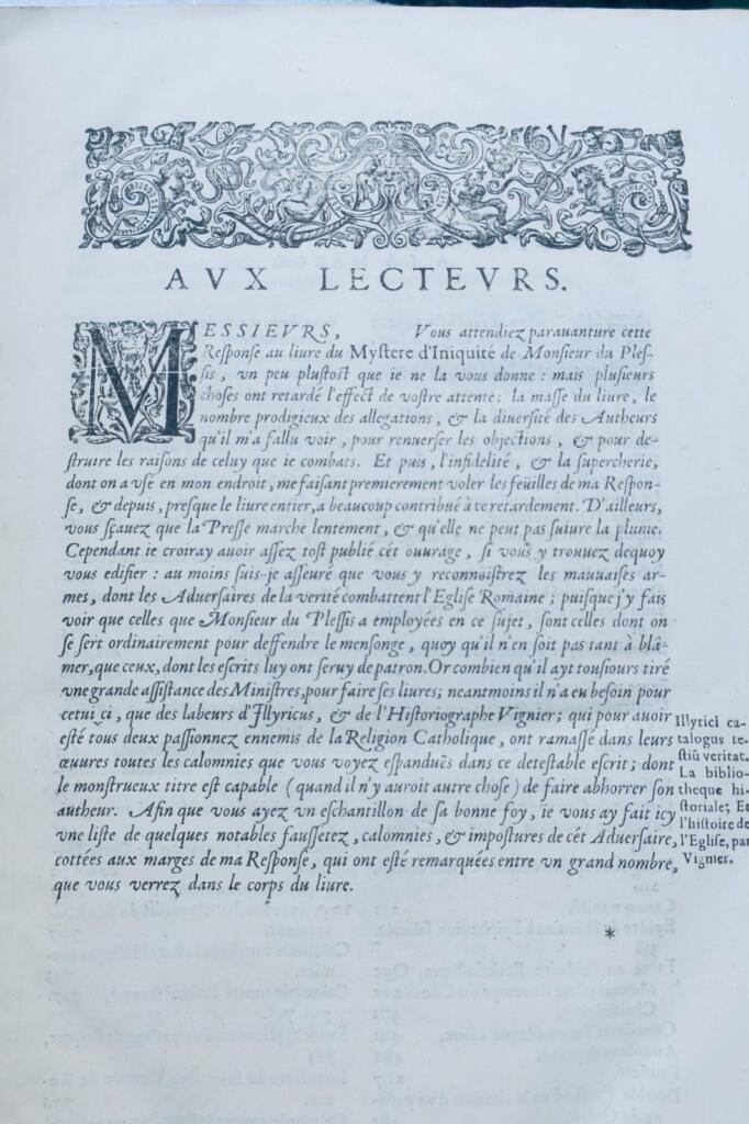 Response au livre intitulé le mystere d’iniquité du Sieur du Plessis 1614