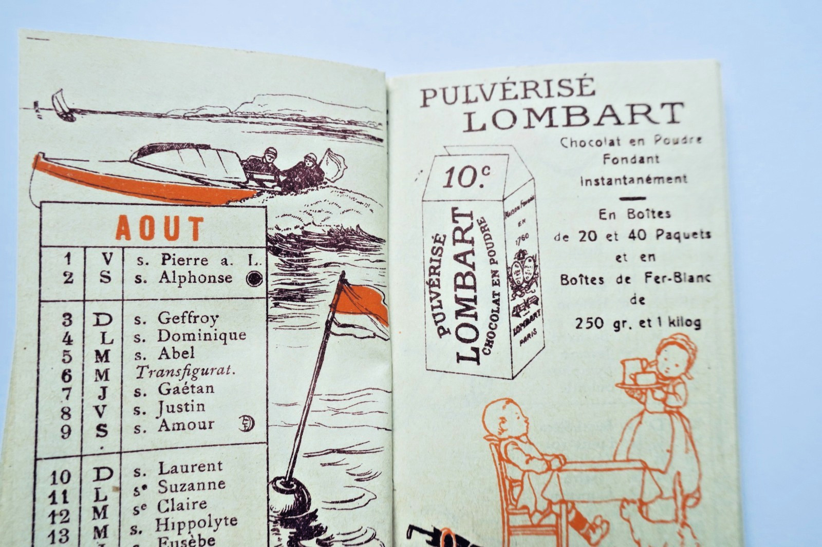 chocolat Lombart 1913 calendrier 48 x 76 mm. – Image 9