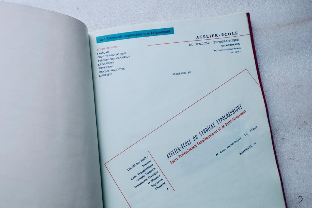 Typographie bulletin des cours de perfectionnement du syndicat 1961-62