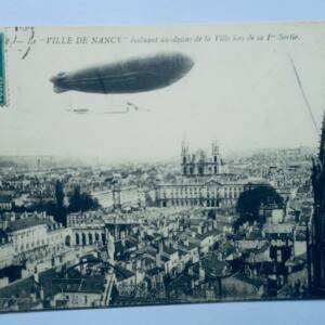 dirigeable ville de Nancy évoluant au-dessus de la ville 1909