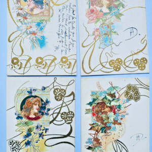 Art nouveau 4 cartes postales non signées