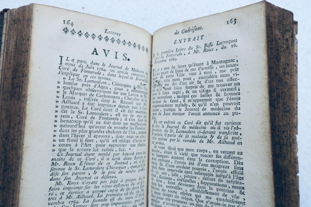 guérison Lettres de guérisons opérées par le remède…1765 maroquin