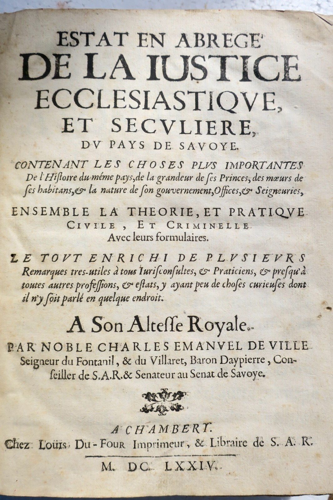 savoie Estat en abrégé justice ecclésiastique séculière du pays de Savoye 1674 – Image 11