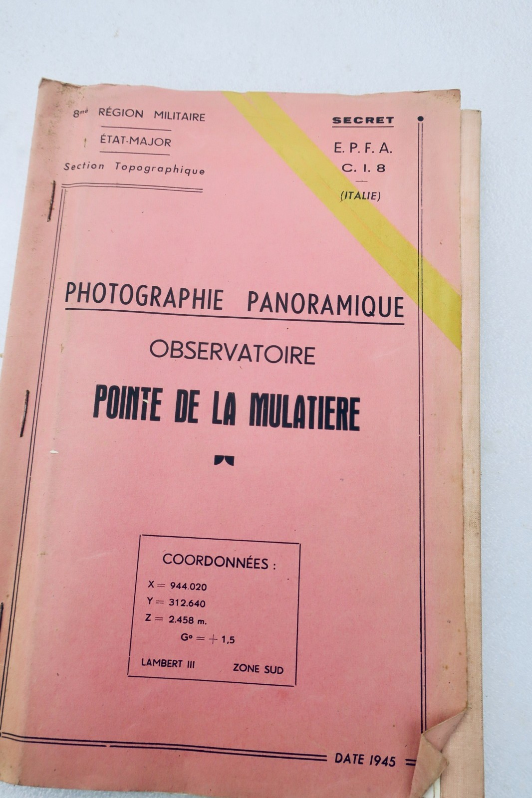 observatoire POINTE DE LA MULATIERE 1945 photographie panoramique 180 cm. ALPES – Image 6