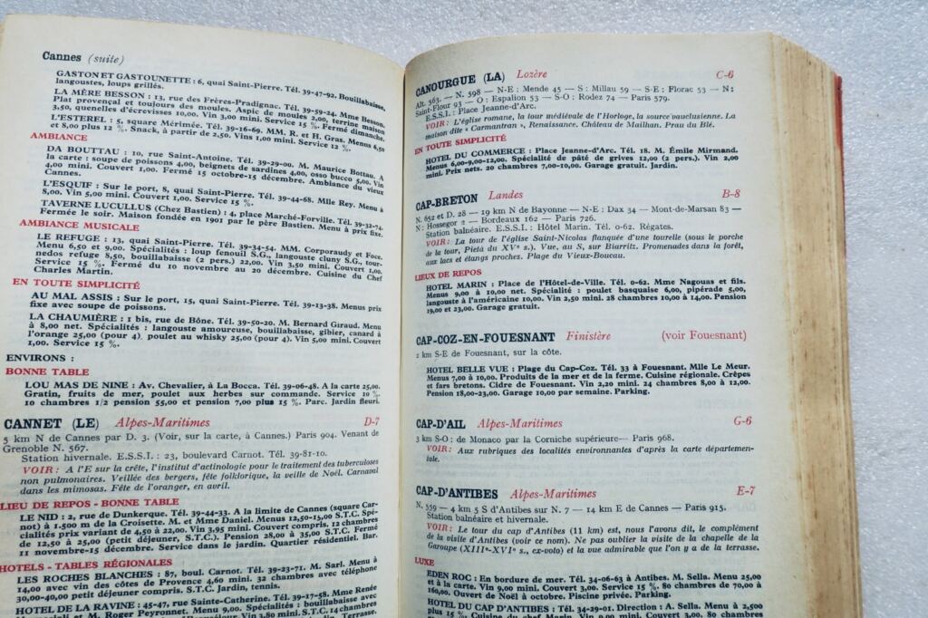 gastronomie Guide Kléber-Colombes des touristes gastronomes 1962