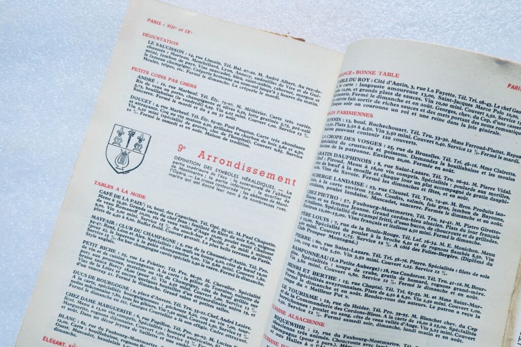 gastronomie Guide Kléber-Colombes des touristes gastronomes 1962