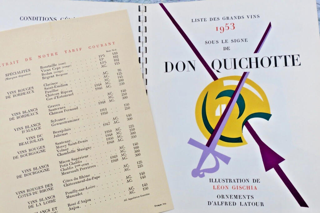Nicolas Wine Catalog 1953 with Don Quixote Illustrations