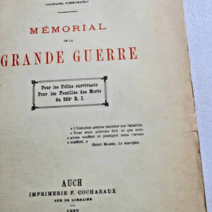 LIEUTENANT GRIMONT Mémorial de la Grande Guerre. Poilus survivants 1922, 288e RI