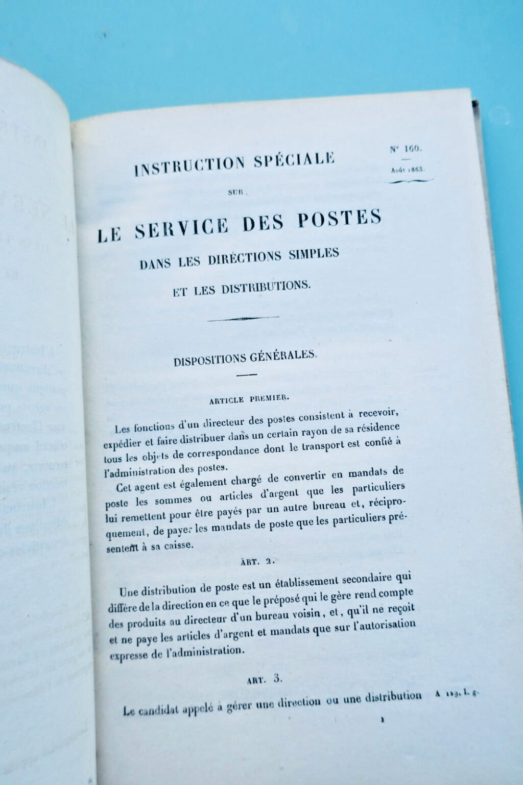Spezialanleitung zum Postdienst 1863