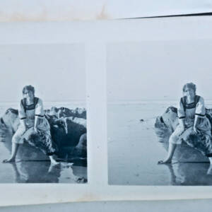 Casablanca jolies baigneuses plage de l' ANKE, Aïn-Mazi 1911 carte stéréo x 10