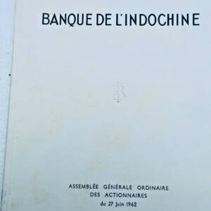 banque de l'indochine assemblée générale ordinaire des actionnaires 1962