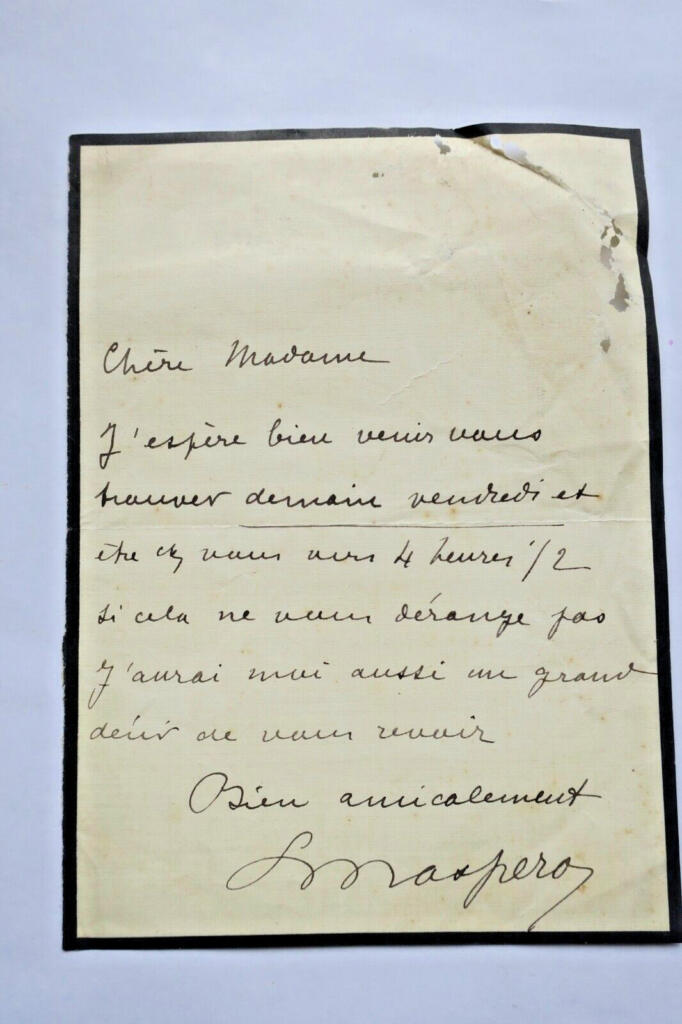 Eigenhandig geschriebener Brief von Maspero
