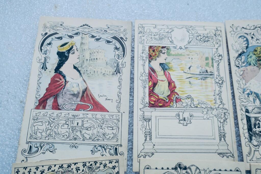 Zehn Postkarten der Belle Époque von Gaston Noury