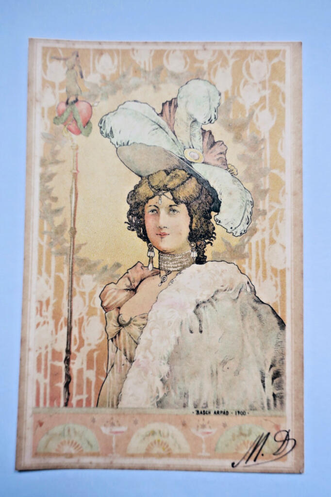 Jugendstil-Illustration einer jungen Frau von BASCH ÁRPÁD