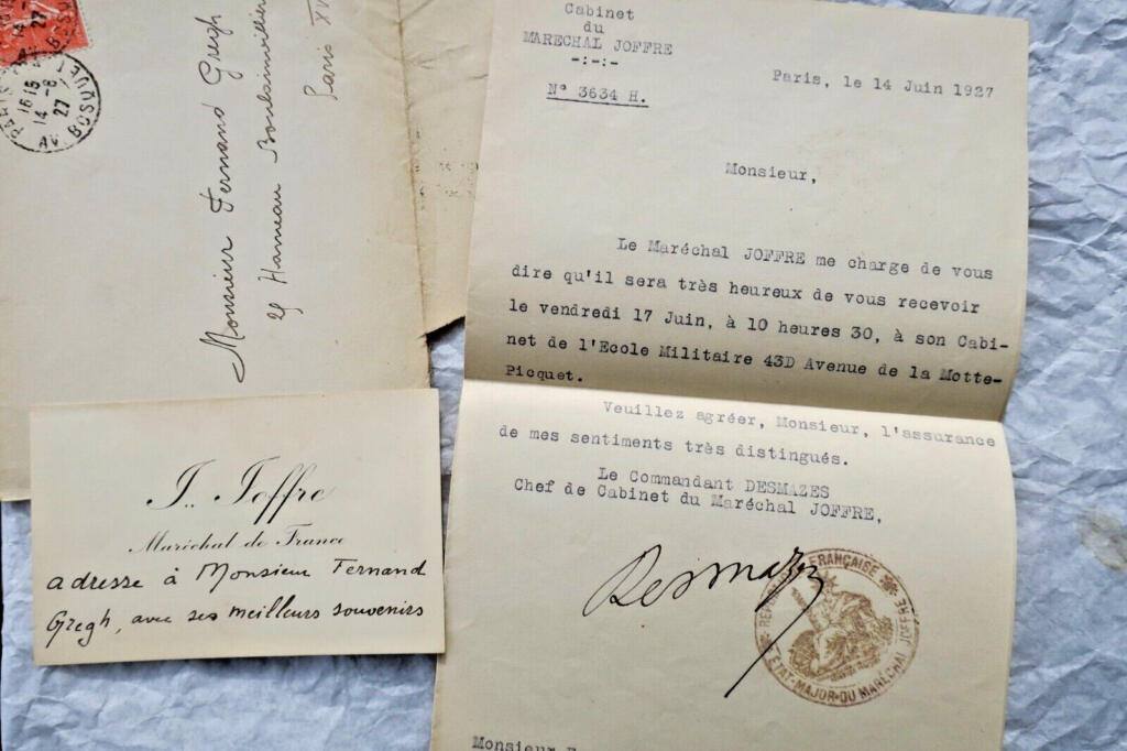 Marschall Joffre Eigenhandig unterzeichnete Postkarte