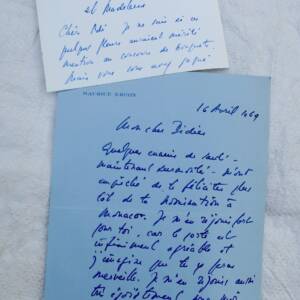 Maurice Druon lettre manuscrite autographe signée