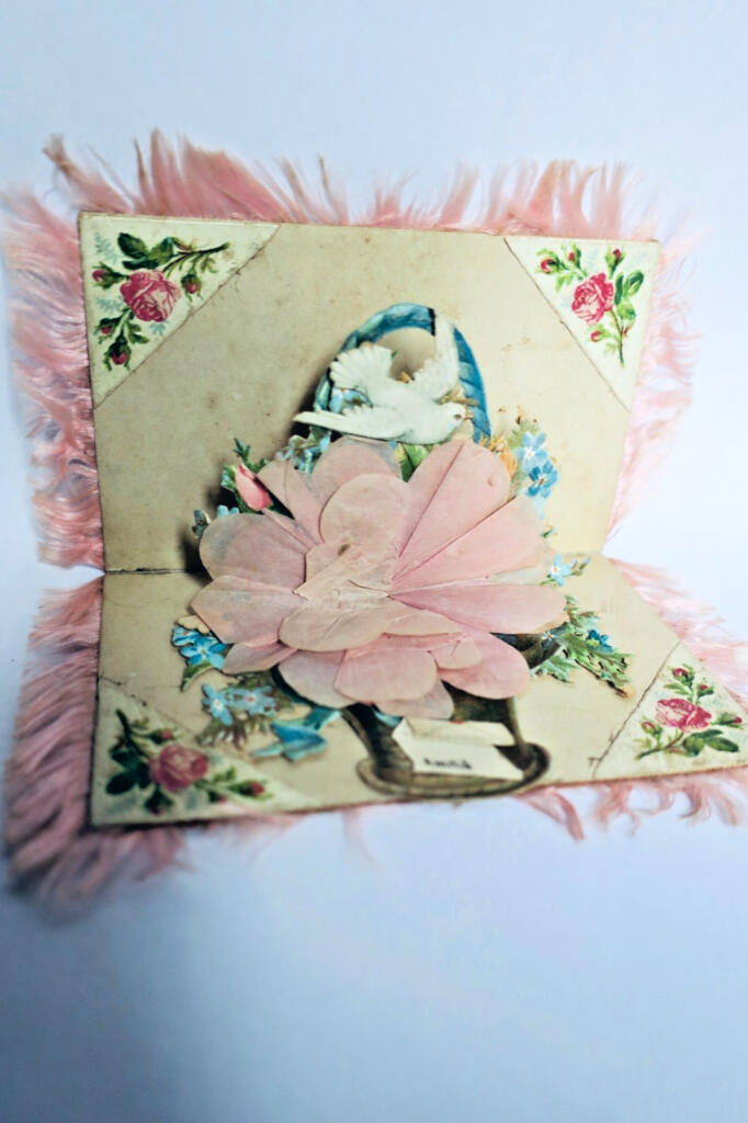 Billet doux composition floral dépliante 85 x 50 mm. A vous ma pensée