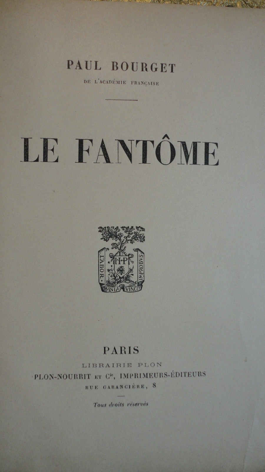 BOURGET, Paul LE FANTÔME Librairie Plon / hollande – Image 3
