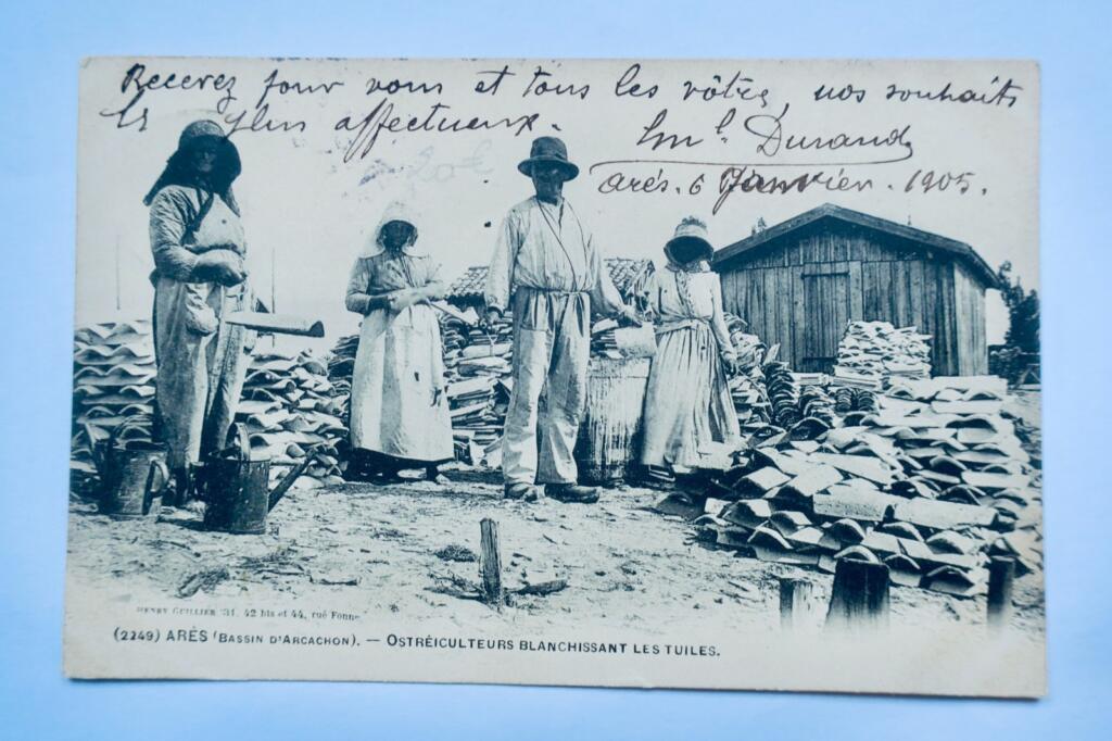 Huitres Ostréiculteurs blanchissant les tuiles ARES 1905