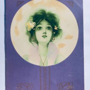 Raphael Kirchner jeune femme brune aux fleurs