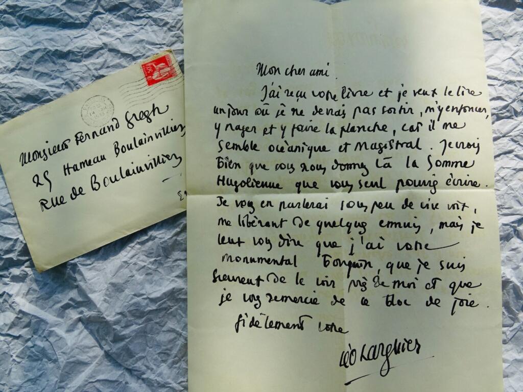 Autographenbrief an den Dichter Fernand Gregh