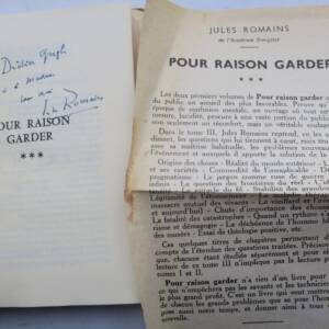 ROMAINS (Jules) Pour raison garder + dédicace