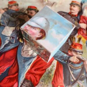 Cubes boîtes de cubes 33 x42 x 7 cm. XIXème scènes militaires