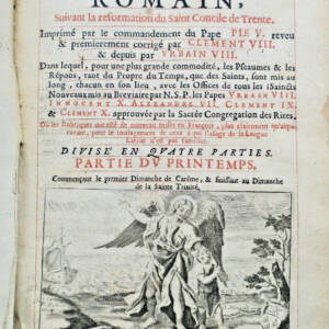 Bréviaire romain 1675 suivant la réformation du saint Concile de Trente