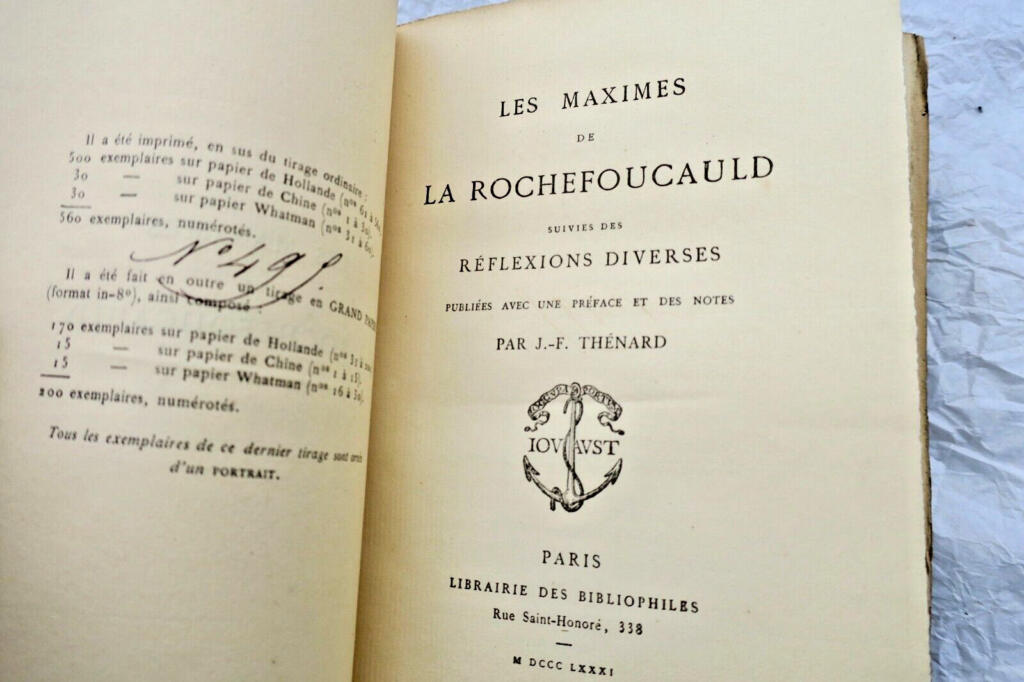 La Rochefoucauld Les Maximes de La Rochefoucauld 1881