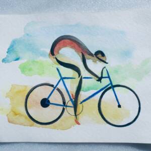 cycliste VELO aquarelle originale 25 x 32 cm