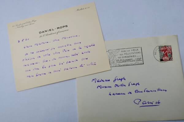 Daniel Rops lettre autographe manuscrite au poète F. Gregh