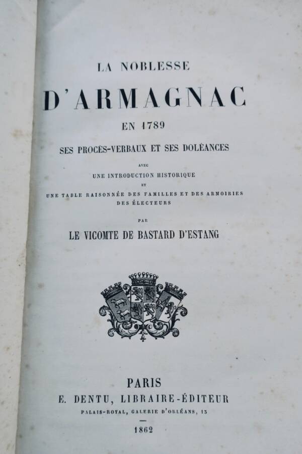 Armagnac Nobility in 1789: Records and Grievances