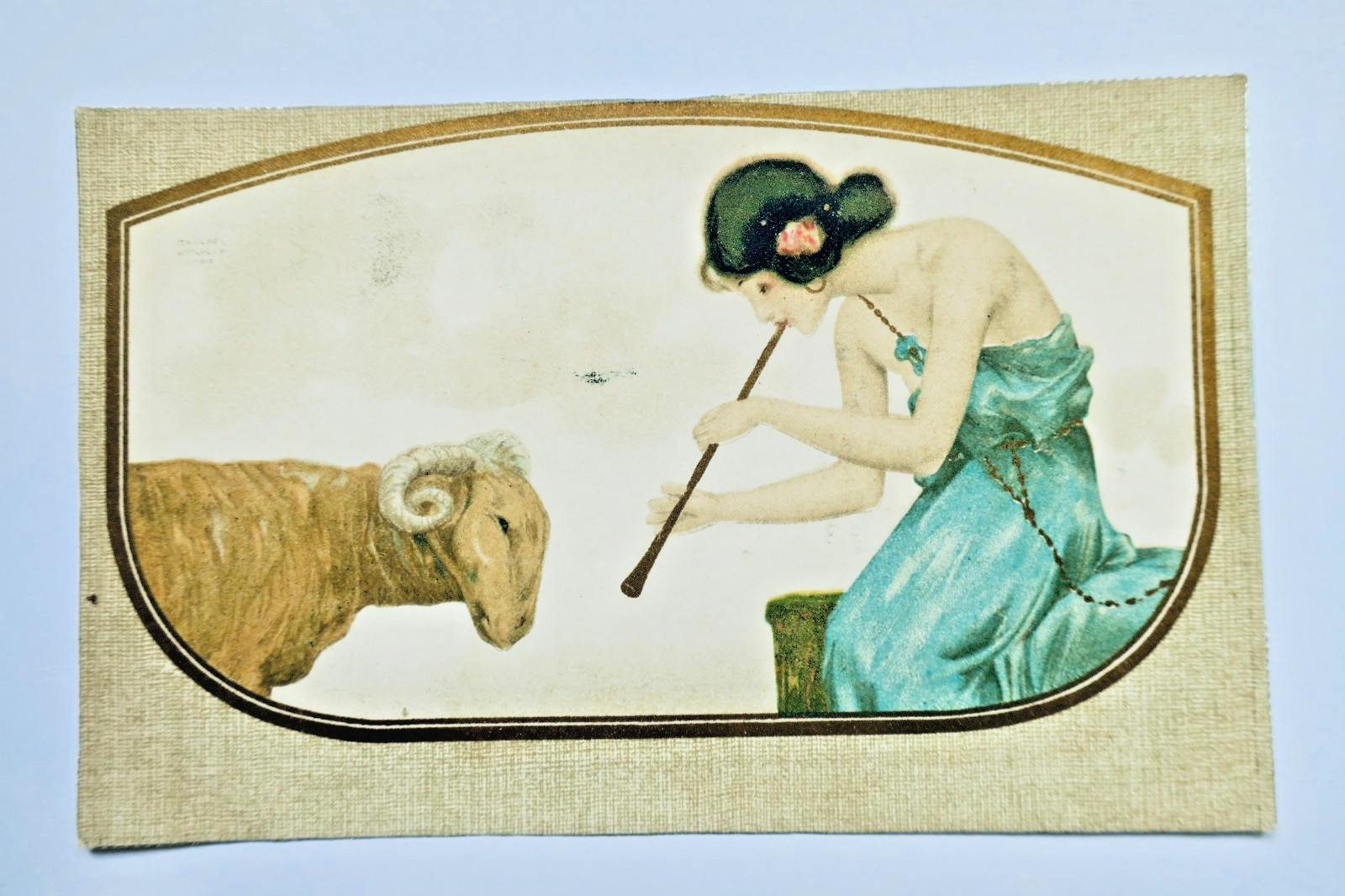 KIRCHNER Raphael Kirchner la joueuse de flûte et le bouc art nouveau – Image 4