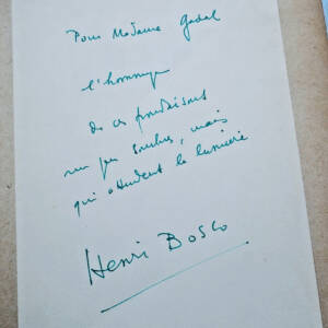 BOSCO (Henri). Un rameau dans la nuit 1950 dédicace