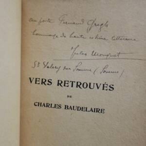 BAUDELAIRE CHARLES VERS RETROUVES (JUVENILIA - SONNETS) - MANOEL 1929