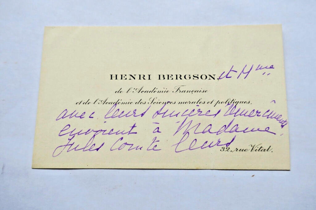 Bergson Autographed Handwritten Card