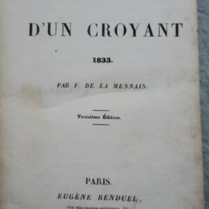 LA MENNAIS Paroles d'un croyant 1834