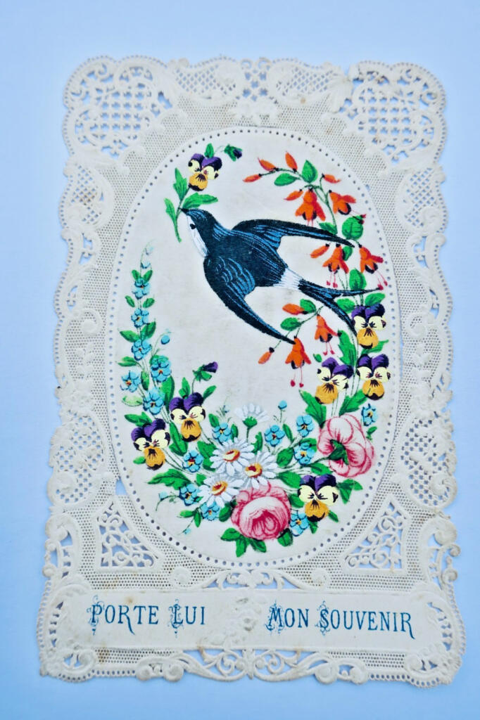 canivet rehaussé en couleur à la main 70 x 110 mm.