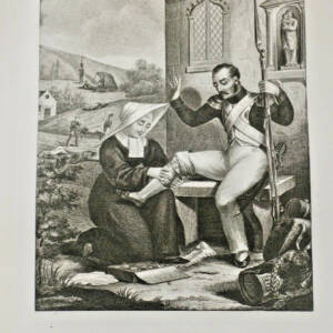 Soldat gravure 29 x 42 cm un soeur pensent un brave